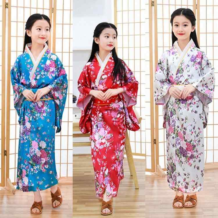 コスプレ 子供 キッズ コスチューム 衣装 和装 着物 女の子 ドレス 伝統芸能 桜 浴衣 小学生 公演 ブラ..