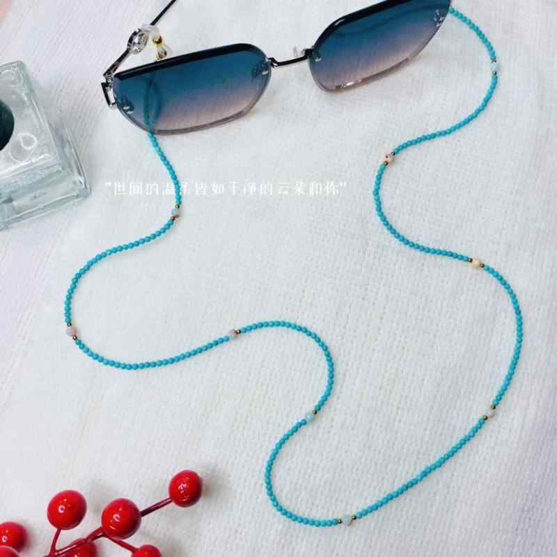 メガネチェーン 眼鏡チェーン ストラップ ビーズ レトロ マスク ロープ おしゃれ ギフト ターコイズ ブ..