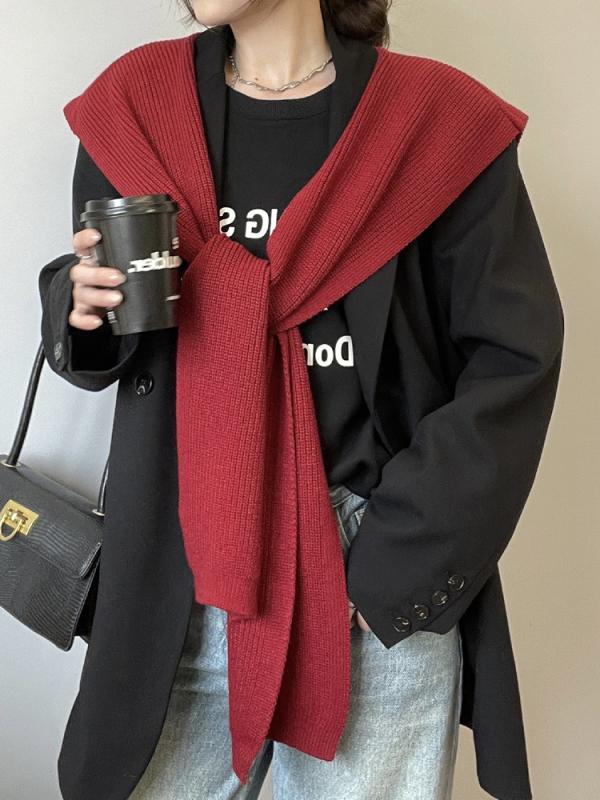 ショール ニット レディース 肩掛け おしゃれ 春秋 フェイクカラー グリーン ブラウン グレー