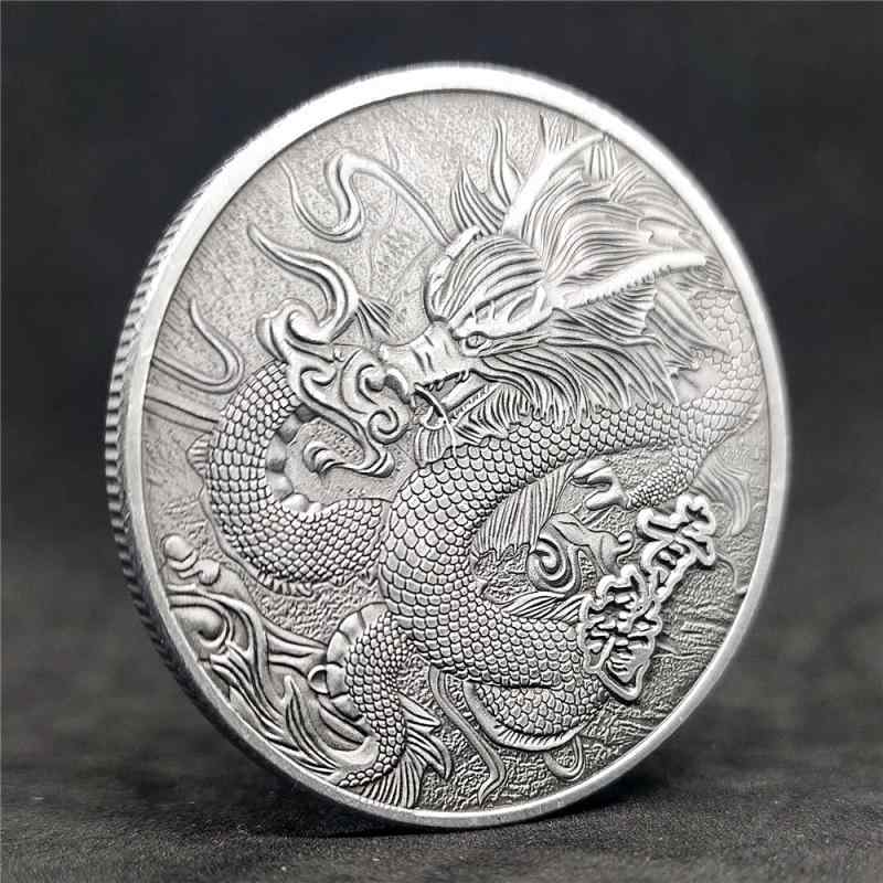 コイン レトロ おしゃれ 中国風 ドラゴン ユニコーン 装飾 干支 動物 ギフト シルバー ゴールド