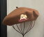 ベレー帽 レディース 帽子 おしゃれ かわいい ウール 秋冬 韓国 ファッション 犬 ロゴ ブラウン ブラック ベージュ