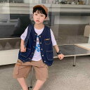 デニム ベスト キッズ 男の子 子供服 ノースリーブ ジャケット Gジャン 春夏 韓国 トップス ブルー ベビー