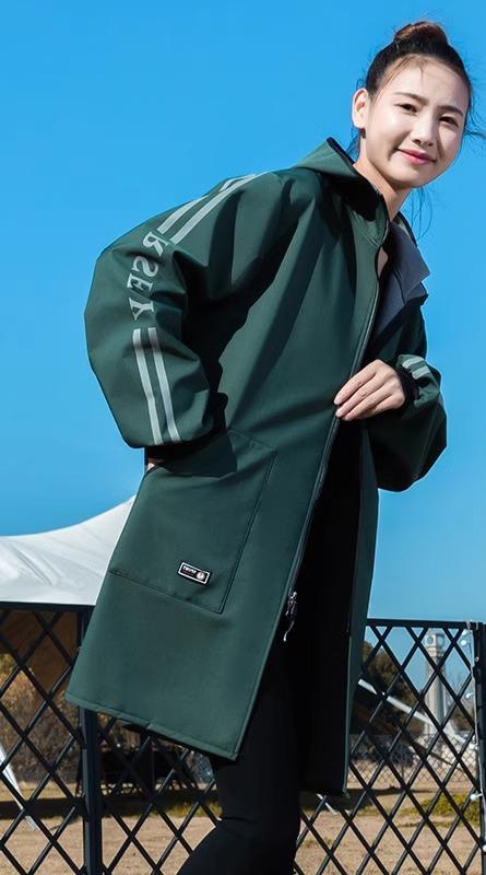 エプロン 長袖 おしゃれ 大人 スモック 冬 防水 ベルベット 厚手 作業服 家庭 キッチン コート 調理 ブラック レッド グリーン