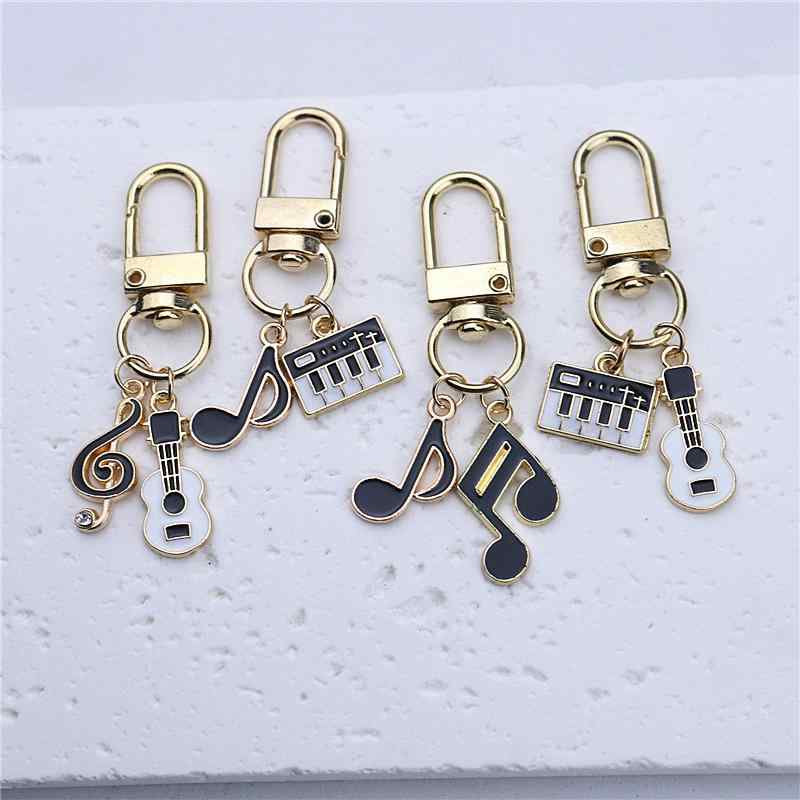 キーホルダー ギター チャーム おしゃれ かわいい 楽器 音符 キーボード ギフト 車 アクセサリー