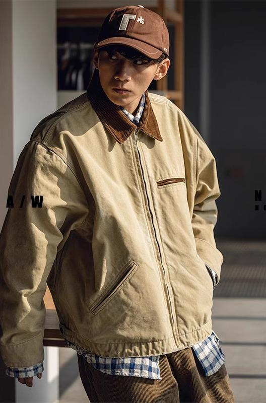 ハンティングジャケット メンズ アウター ミリタリー アメカジ ワークジャケット 秋 レトロ 紫 ブラック 茶