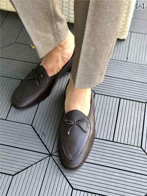 ローファー メンズ 紳士靴 シューズ フリンジ タッセル おしゃれ 春夏 英国 カジュアル 革靴 スリッポン ブラウン ブラック