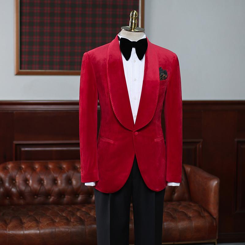 メンズ スーツ おしゃれ 紳士服 ジャケット 結婚式 フォーマル ベロア スリム ドレス パーティー フォーマル レッド 赤