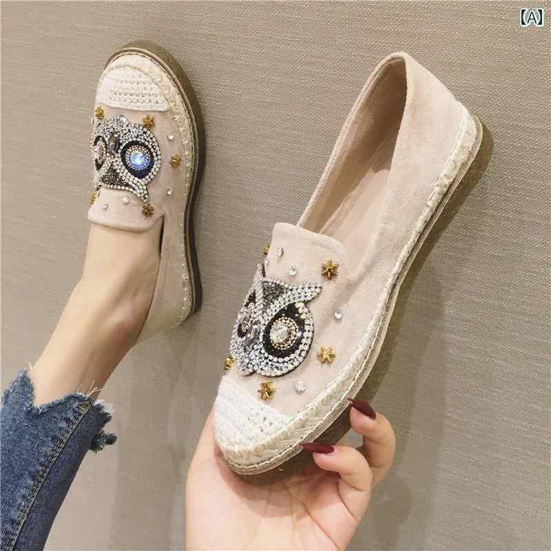 エスパドリーユ レディース スリッポン ぺたんこ フラットシューズ 歩きやすい 靴 春 シングル 通気性 ホワイト ブラック ベージュ