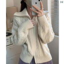 ニット レディース カーディガン おしゃれ カジュアル 大きいサイズ 秋冬 ダブル ジッパー セーター 厚手 ウール 白 黒 グレー