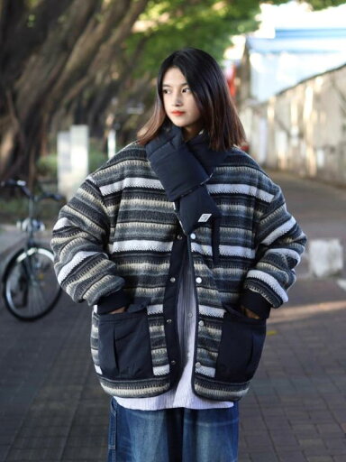 メンズ レディース ジャケット トップス おしゃれ レトロ リバーシブル 厚手 綿 コート 秋冬 エスニック ボーダー ネイビー ブルー メンズ レディース ジャケット トップス おしゃれ レトロ リバーシブル 厚手 綿 コート 秋冬 エスニック ボーダー ネイビー ブルー
