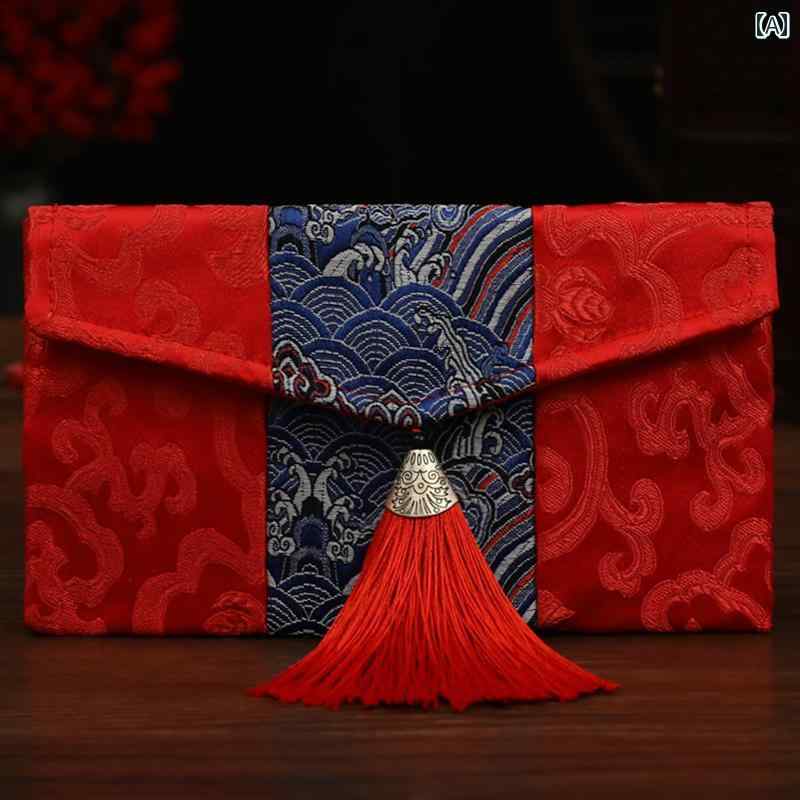 ふくさ 袱紗 結婚式 赤 封筒 バッグ お祝い レトロ 中国風 チャイナ風 ご祝儀袋 ギフト 刺繍 サテン
