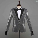 ジャケット スパンコール メンズ ダンス 衣装 ステージ 舞台 カラオケ パーティー パフォーマンス 歌手 スーツ ホスト 大きいサイズ グレー ブラック レッ...