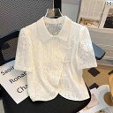 チャイナ風 普段着 レディース トップス レトロ おしゃれ ドレス シャツ 春夏 レース 中国 スリムフィット ホワイト