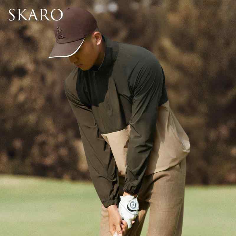 ゴルフウェア メンズ スポーツ トップス 春夏 おしゃれ スタンドカラー ジャケット 薄手 カジュアル 防水 日焼け防止 カーキ グリーン