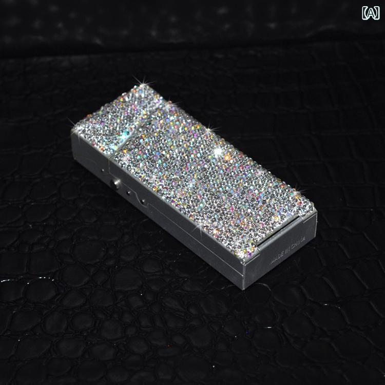 タバコケース おしゃれ かわいい レディース ポータブル きらきら 金属 耐圧 シガレットケース 20本収納 ギフト