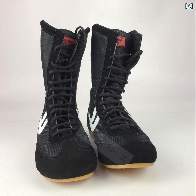 格闘技 シューズ ボクシング レスリング メンズ レディース トレーニング スポーツ ジム ハイカット ブーツ ブラック レッド