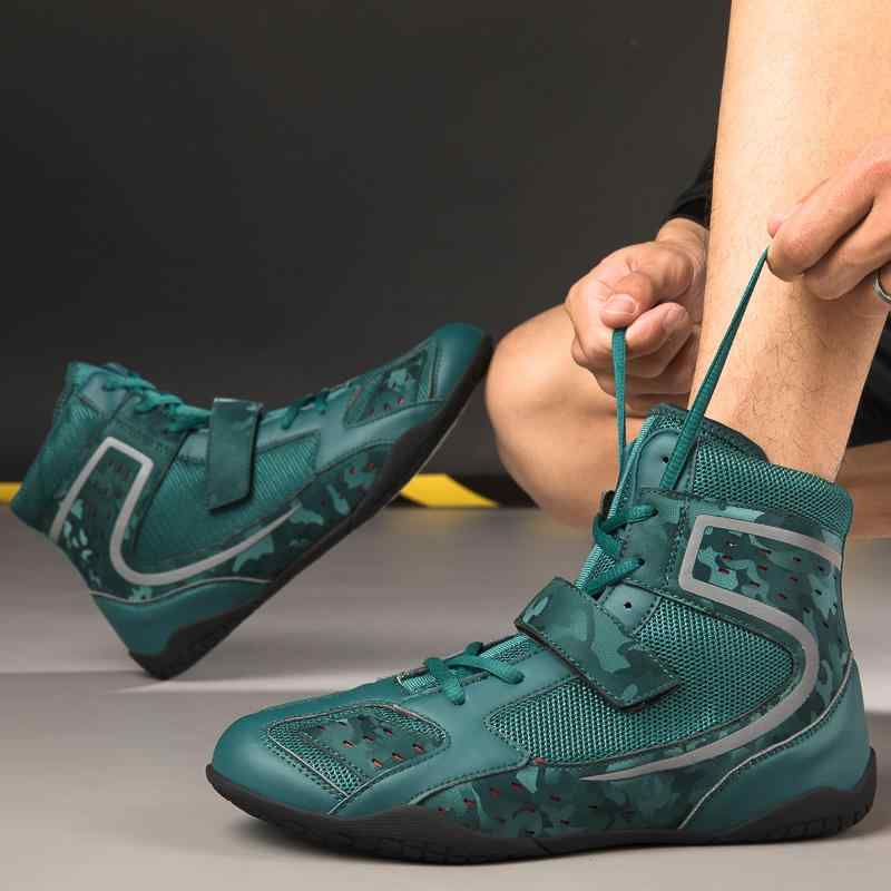 格闘技 シューズ ボクシング レスリング メンズ レディース トレーニング スポーツ ジム 春夏 通気性 ハイカット ブーツ ブラック ブルー グリーン