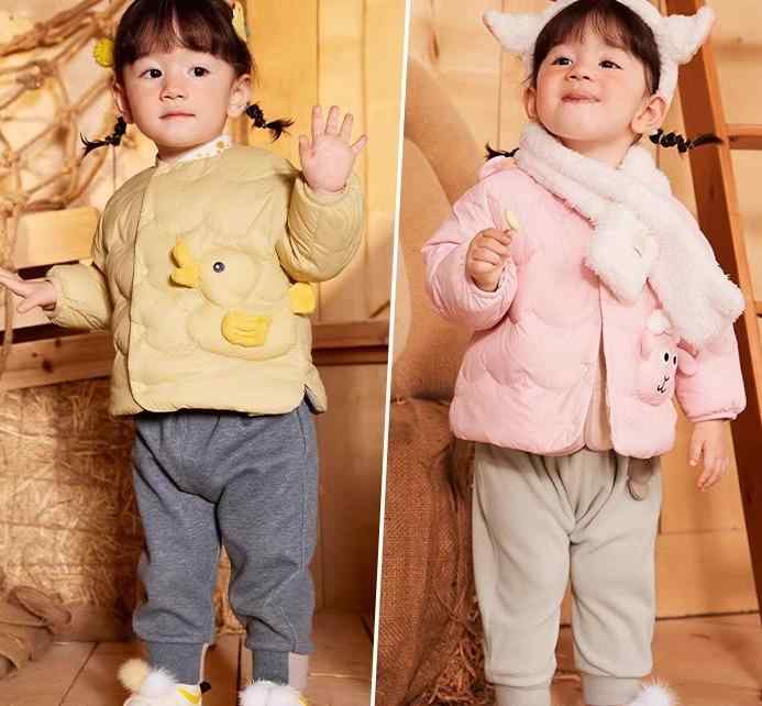 ダウンジャケット キッズ コート 子供服 アウター かわいい 秋冬 男の子 女の子 ベビー 動物 ノーカラー 犬 羊 アヒル グリーン レッド イエロー