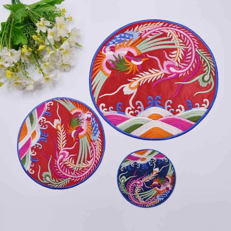 ワッペン アップリケ 刺繍 装飾 パッチ DIY リメイク 手芸 鳳凰 ラウンドフェニックス カーテン ソファ..