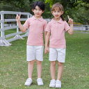 キッズ ゴルフウェア ジュニア メンズ レディース 大人 子供 男の子 女の子 夏 親子 半袖 ユニフォーム ウエスト ゴム ショート パンツ スポーツ ピンク