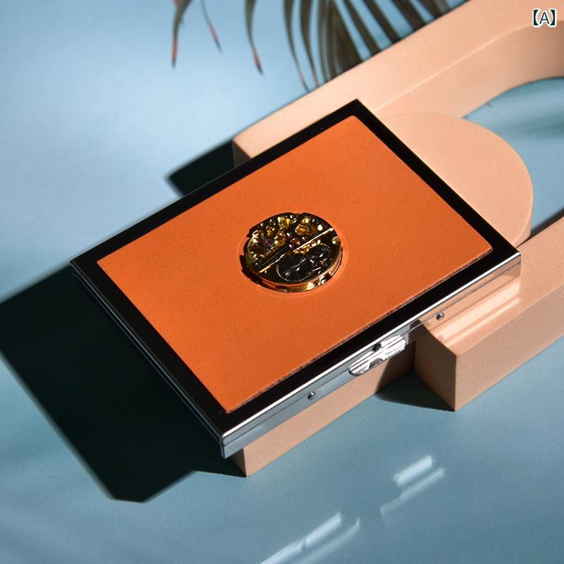 タバコケース おしゃれ レディース メンズ ポータブル シガレットボックス レトロ レザー 薄型 ムーブメント コイン ボーイフレンド ガールフレンド ギフト