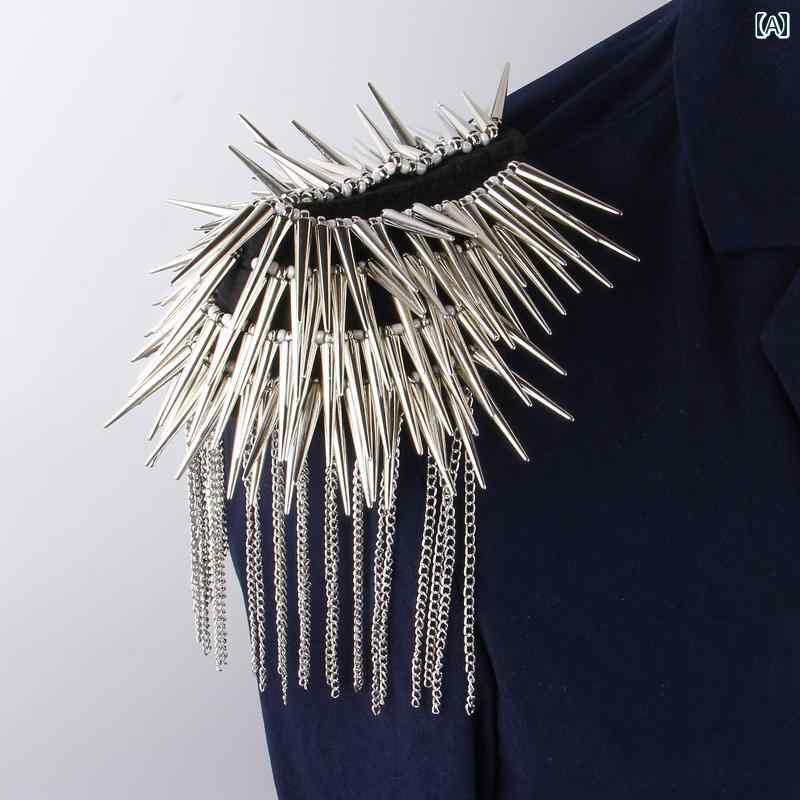 肩章 フリンジ ステージ 衣装 コスプレ 飾り 装飾 ミュージカル ダンス ブローチ チェーン フリンジ メンズ レディース ラインストーン ジュエリー ゴール...