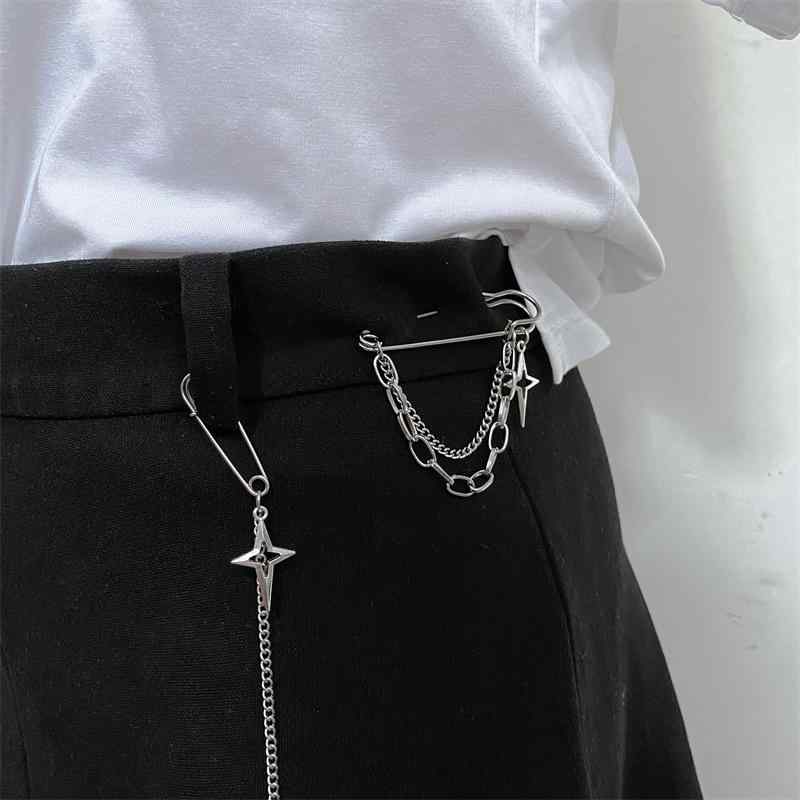 メンズ レディース ブローチ スーツ アクセサリー 韓国 個性 ファッション クロス チェーン ヒップホップ ジャケット シルバー ゴールド