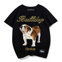 tシャツ 犬柄 ブリティッシュ 半袖 ブルドッグ プリント メンズ レディース コットン 春夏 ラウンドネック ホワイト グレー ブラック