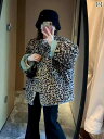 ジャケット レディース ヒョウ柄 レオパード おしゃれ 大きいサイズ 韓国 婦人服 秋冬 リバーシブル ウール コットン コート