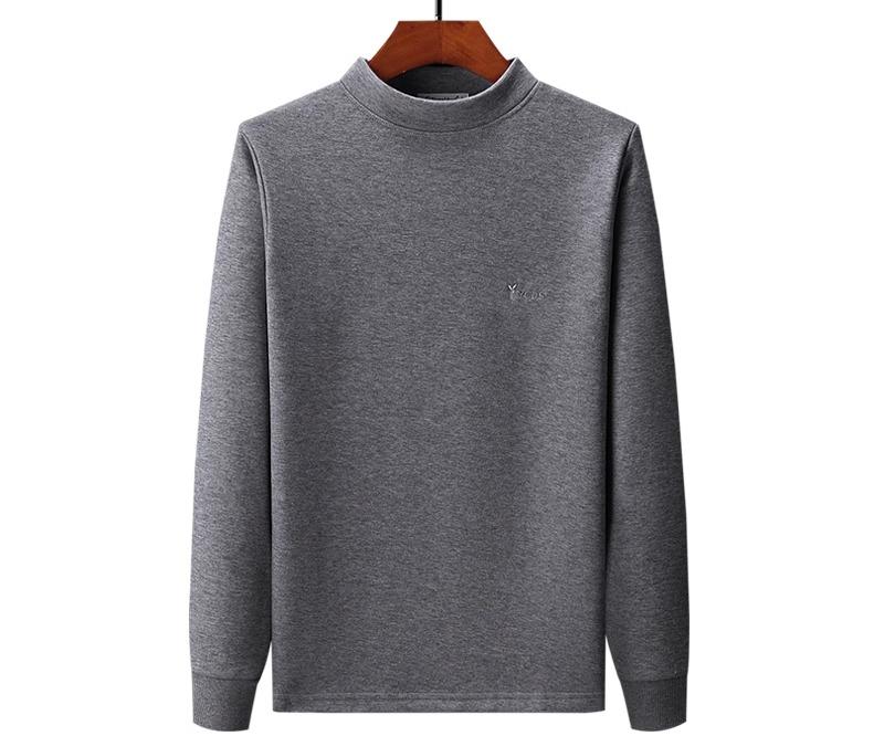 Tシャツ 長袖 メンズ 紳士 シニア スタンドカラー 裏起毛 暖かい 大きいサイズ 厚手 春秋 ファッション グレー