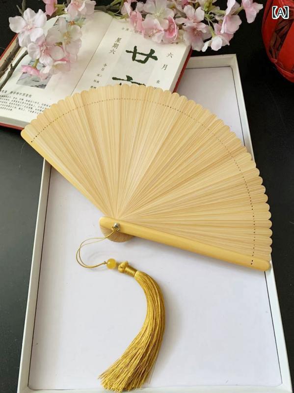 扇子 おしゃれ コンパクト 春夏 レディース 竹 ポータブル 折りたたみ レトロ ダンス タッセル ブラック グリーン