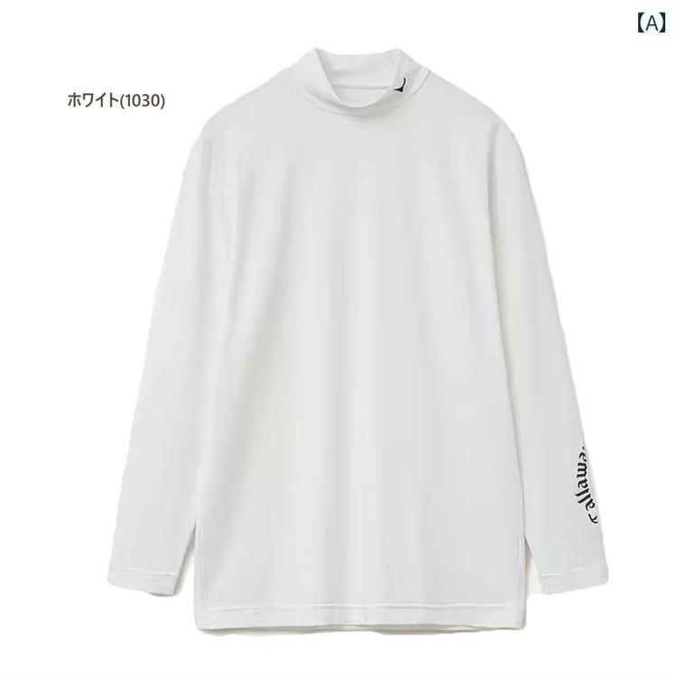 ゴルフウェア メンズ スポーツ カジュアル かっこいい おしゃれ 紳士服 トップス 長袖 秋冬 ハイネック 伸縮性 ボトシャツ 暖かい 白 黒