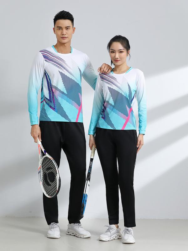 バドミントン ウェア スポーツ ファッション おしゃれ メンズ レディース 秋冬 長袖 ユニフォーム 速乾 バレーボール グリーン ブルー ブラック
