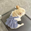 犬服 ドレス スカート ワンピース ドッグウェア かわいい おしゃれ ペット チェック柄 ブルー ピンク