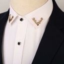 ラペルピン タックピン メンズ レディース ブローチ スーツ アクセサリー シンプル 露出防止 鹿頭 固定 シャツ 襟 ヘラジカ ブラウン ゴールド