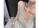 スパンコール キャミソール レディース トップス キラキラ パーティー ダンス ニット 夏 セクシー 美しい グリーン