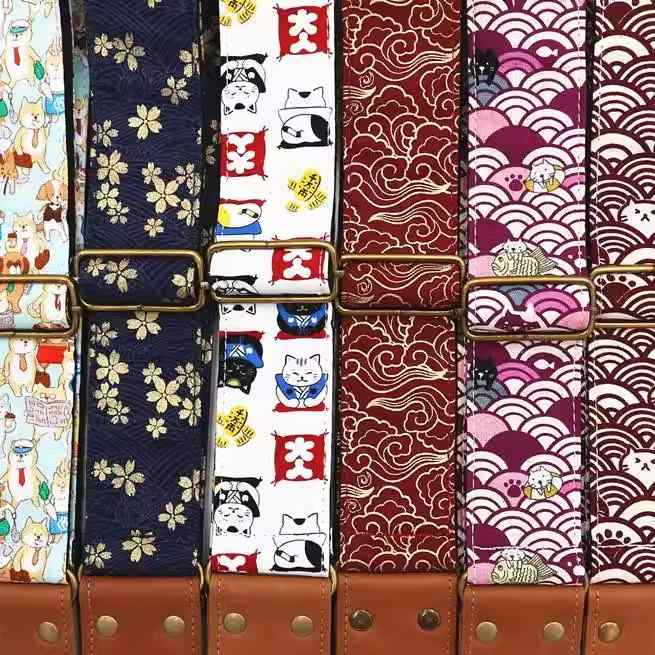 管楽器 吹奏楽器 アクセサリー ストラップ クラリネット ギター ベース レザー 牛革 和柄 レッド ネイビー ブルー