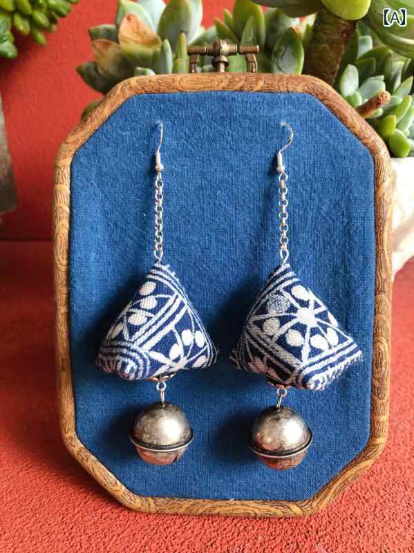 ピアス エスニック レディース アクセサリー ろうけつ染め タッセル ボヘミアン レトロ 中国風 ジュエ..