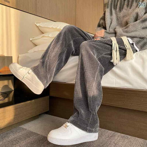 コーデュロイ パンツ メンズ 秋冬 ボトムス スポーツ ファッション カジュアル グレー ブラック ワイド ストレート コーデュロイ パンツ メンズ 秋冬 ボトムス スポーツ ファッション カジュアル グレー ブラック ワイド ストレート