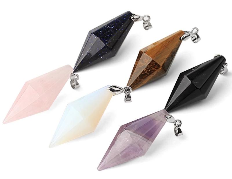 ネックレス メンズ レディース アクセサリー おしゃれ クリスタル ペンダント シンプル 石 ブルー ブラック ホワイト(4)