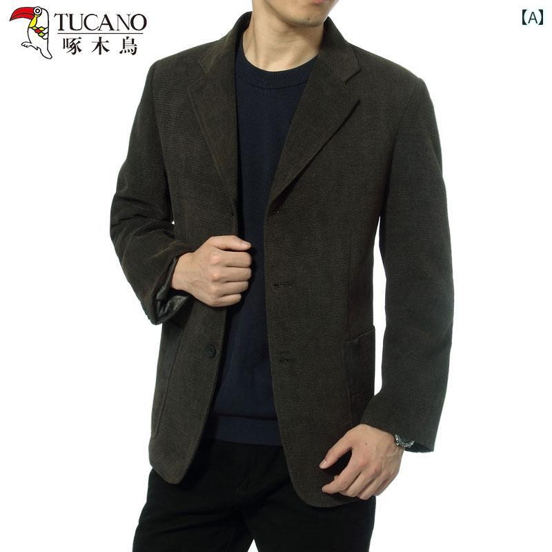 コーデュロイ ジャケット メンズ アウター ビジネス カジュアル スーツ シングル 春秋 ファッション グリーン