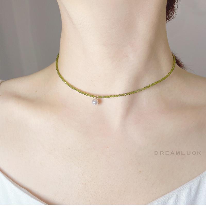 ネックレス メンズ レディース アクセサリー おしゃれ ジルコン パール シンプル ギフト グリーン
