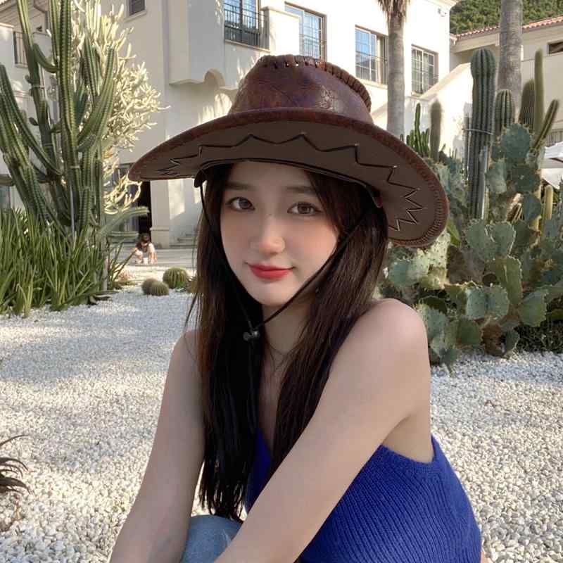 カウボーイ ハット ウエスタン テンガロンハット ホット ガール かわいい 女の子 レトロ 屋外 旅行 ブ..