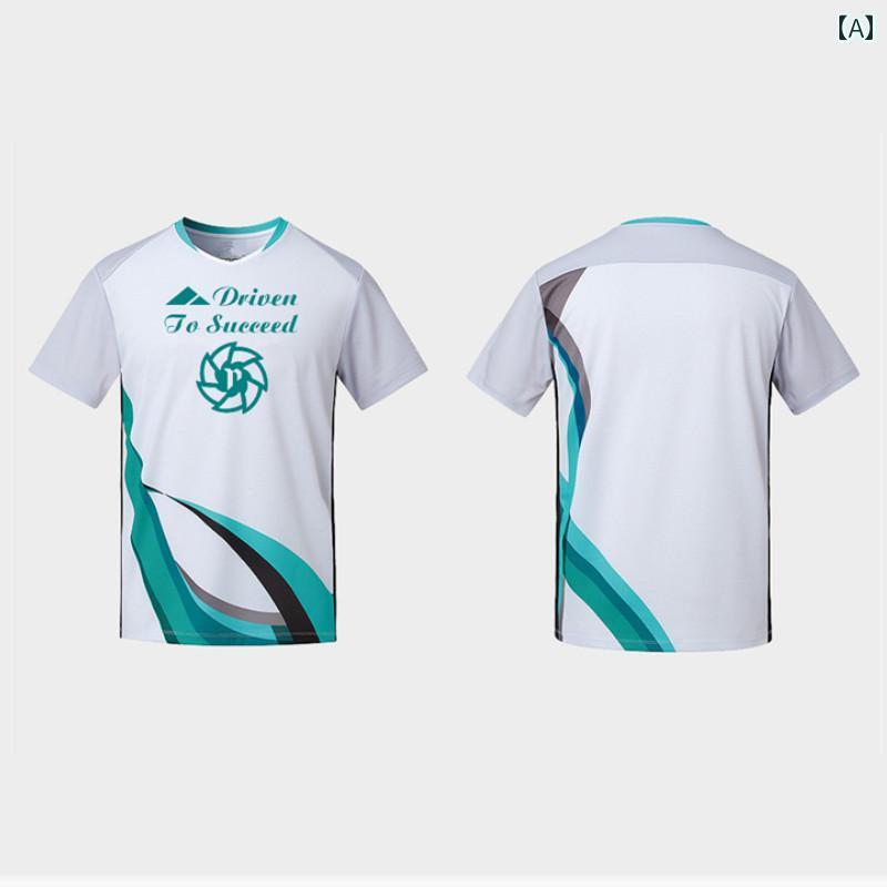 バドミントン ウェア メンズ レディース 大きいサイズ スポーツ 速乾 テニス 卓球 競技 チーム ユニフォーム 半袖