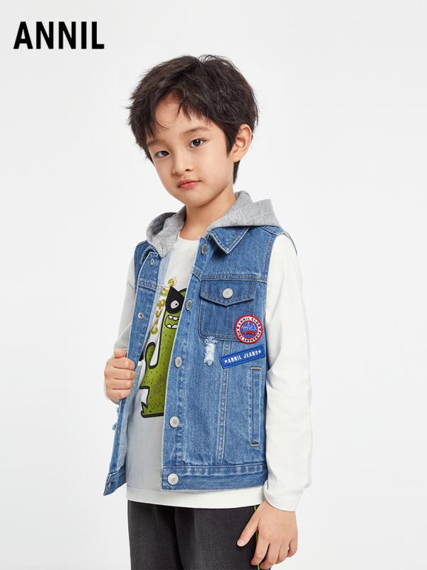 デニム ベスト キッズ 男の子 子供服 ノースリーブ ジャケット Gジャン 春 ブルー 韓国