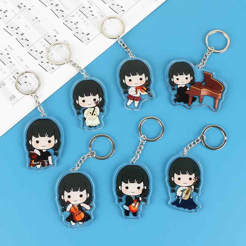 キーホルダー ギター ペンダント チャーム おしゃれ かわいい 女の子 ピアノ バイオリン ド アクリル 楽器 キーリング チェーン ギフト