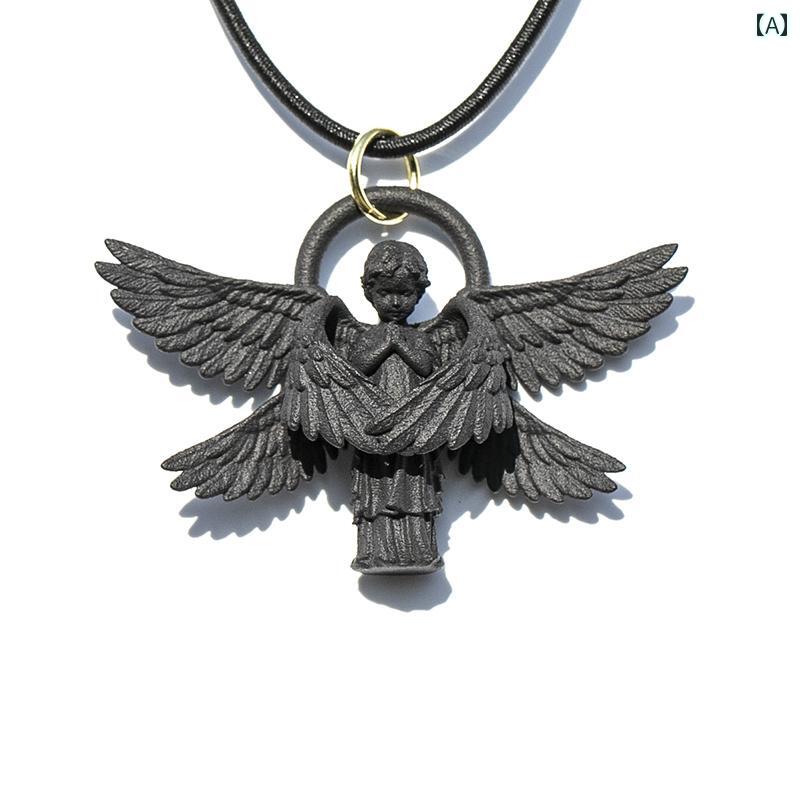 車 ルームミラー アクセサリー 飾り メンズ レディース 守護 天使 エンジェル インテリア ペンダント ブラック ホワイト グリーン