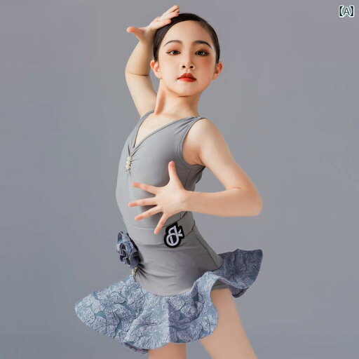 社交ダンス 衣装 キッズ 子供 練習着 ラテン 舞台 ステージ 女の子 パフォーマンス フリル 大きいサイズ グレー ピンク 社交ダンス 衣装 キッズ 子供 練習着 ラテン 舞台 ステージ 女の子 パフォーマンス フリル 大きいサイズ グレー ピンク