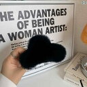 ヘアクリップ ファー ヘアアクセサリー レディース 秋冬 韓国 ファッション おしゃれ かわいい ブラック
