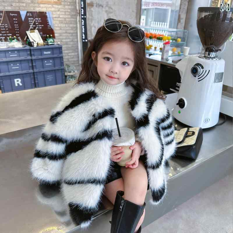 ファー コート キッズ ジャケット 女の子 アウター おしゃれ ベビー 秋冬 子供 ブラック ホワイト ゼブラ柄